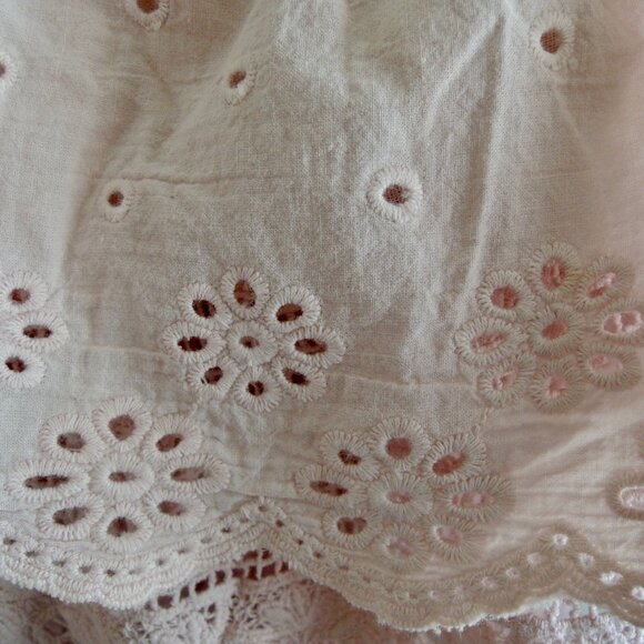 Le Marais Pink Strapless Eyelet & Lace Embroidered Maxi Dress M - Picture 7 of 11